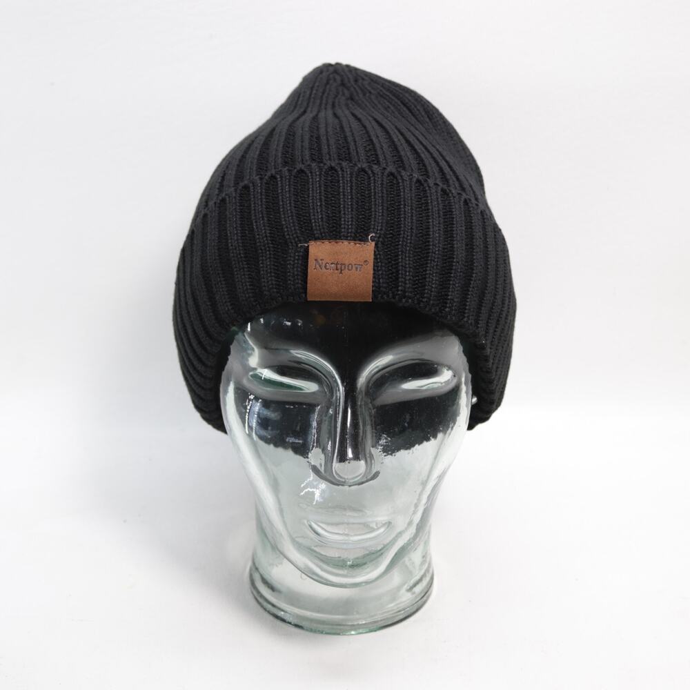 NertPow Beanie Hat Black Cable Knit Winter Warm Fleece Lined Thermal Stretch